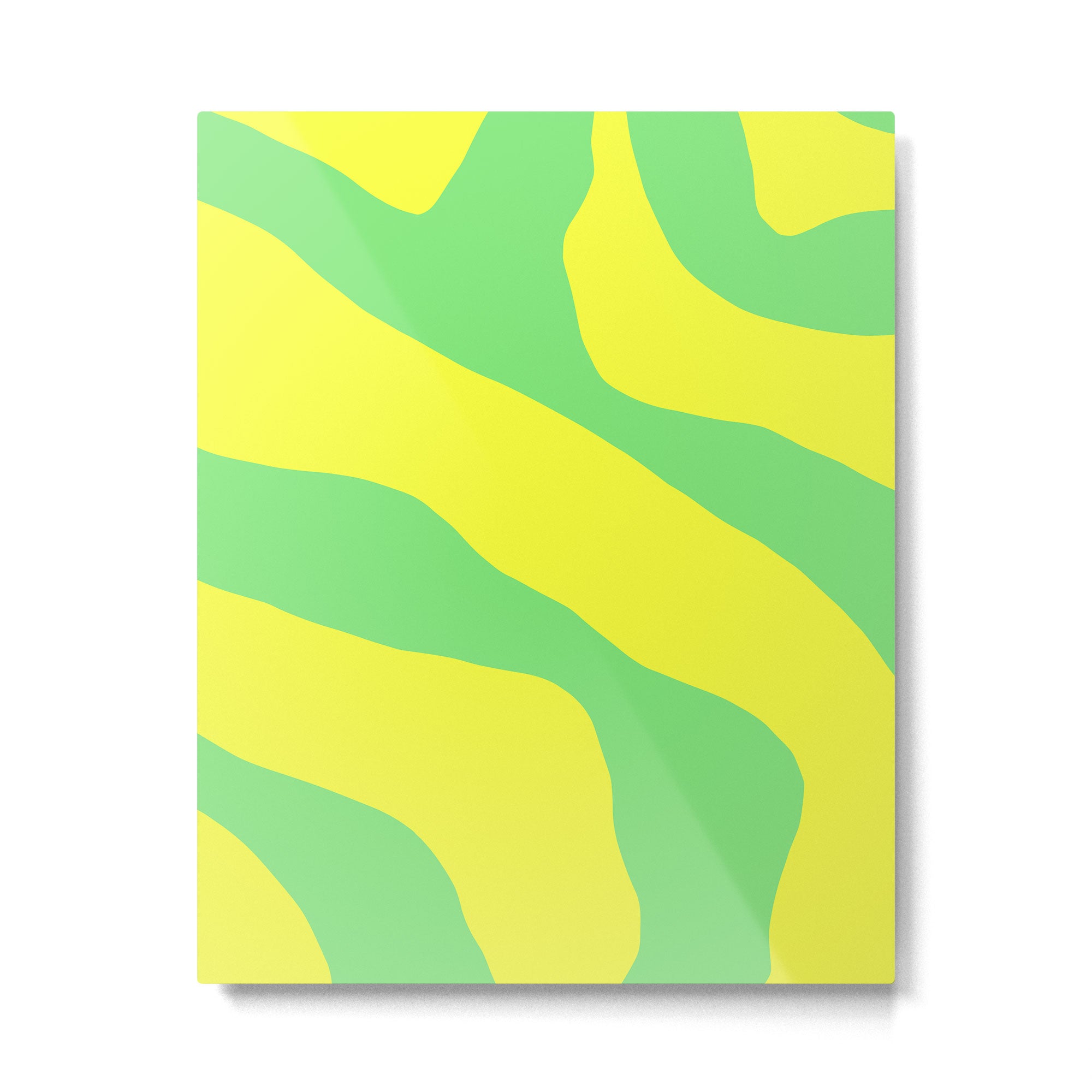 Vivid Abstract Organic Forms Neon Yellow and Green Metal Print Gallery Image 6