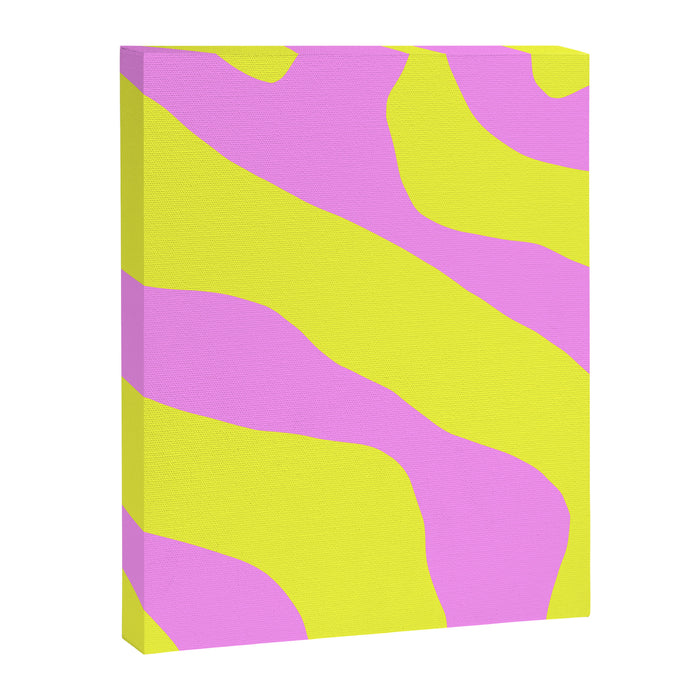 Vivid Abstract Organic Forms Neon Yellow and Pink Pattern Canvas Print Gallery Image 1