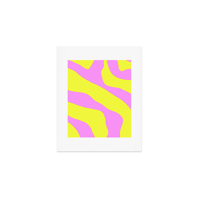Vivid Abstract Organic Forms Neon Yellow and Pink Pattern Art Print Gallery Image 1