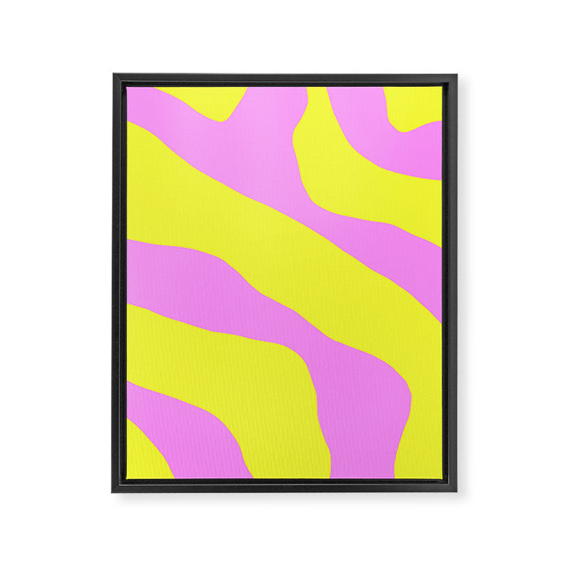 Vivid Abstract Organic Forms Neon Yellow and Pink Pattern Framed Canvas Print Gallery Image 8