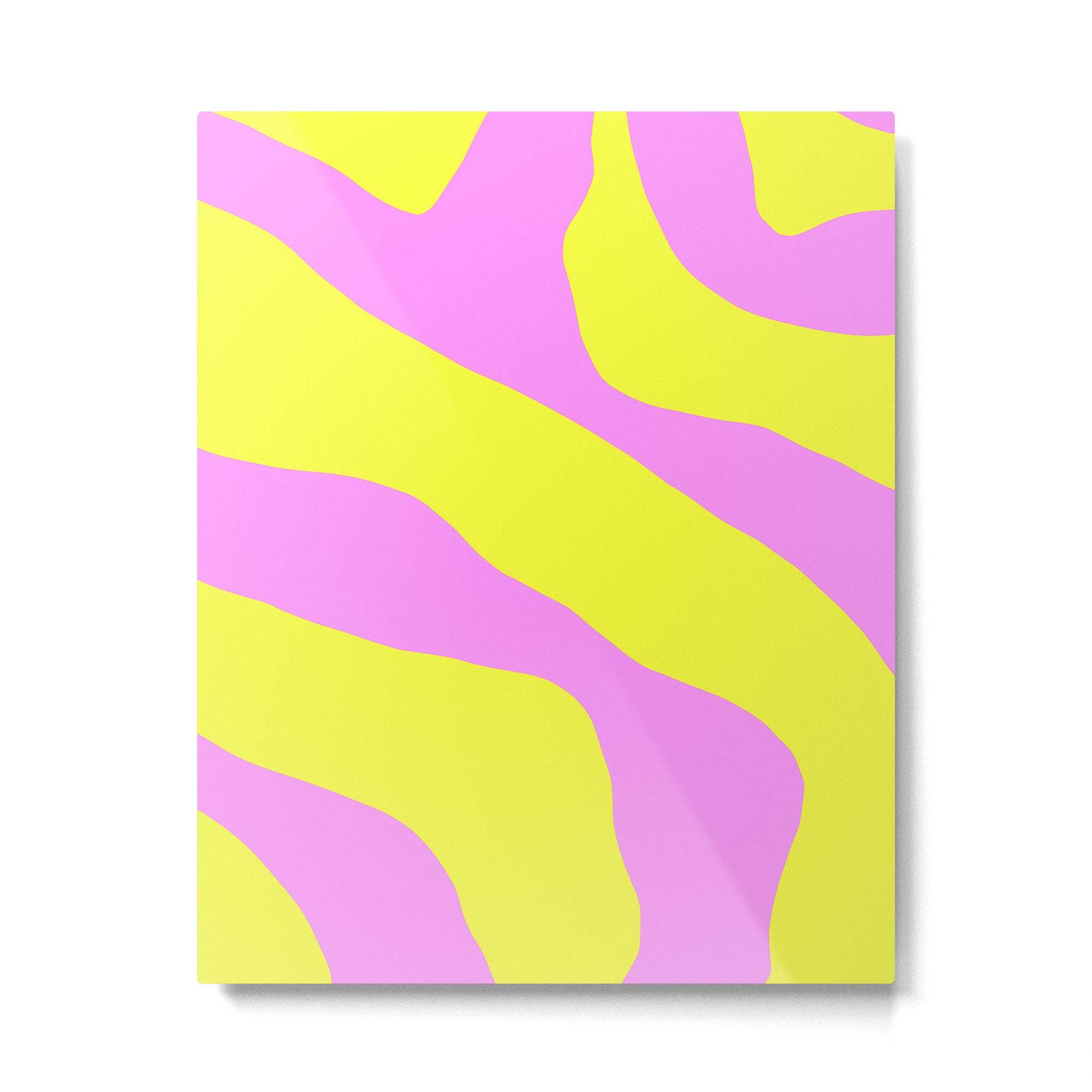 Vivid Abstract Organic Forms Neon Yellow and Pink Pattern Metal Print Gallery Image 6