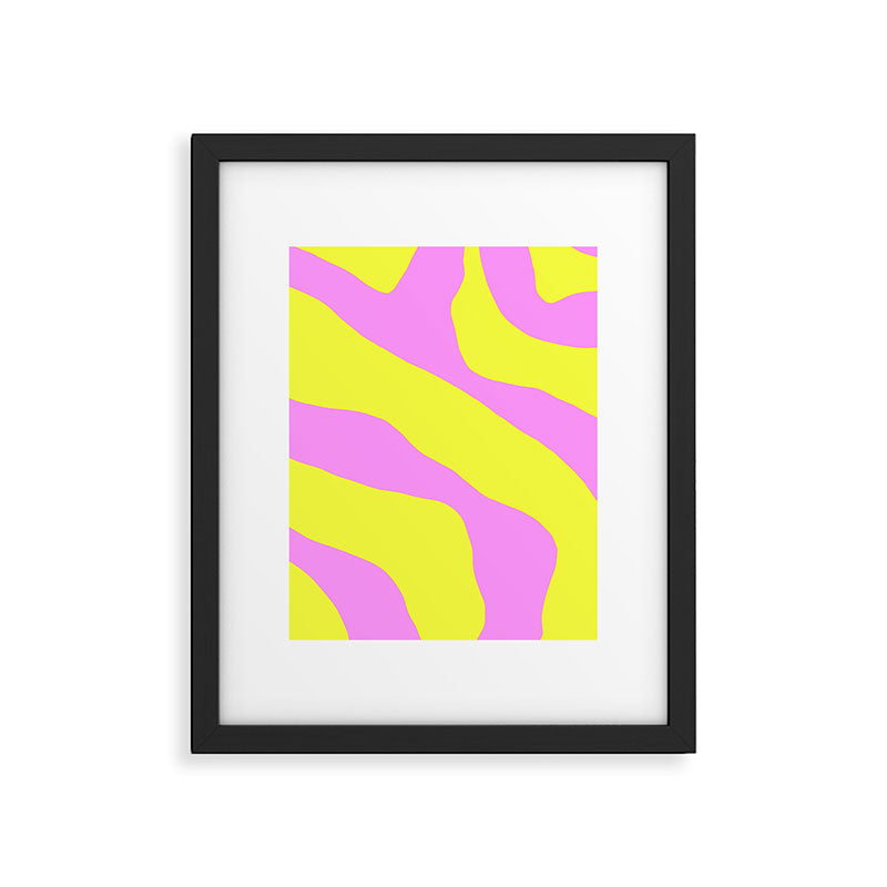 Vivid Abstract Organic Forms Neon Yellow and Pink Pattern Framed Art Print Gallery Image 6