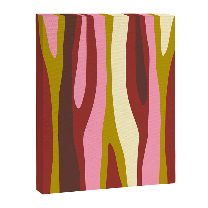 Vivid Eclectic Wild Stripes Abstract Pattern Pink Brown Chartreuse Canvas Print Gallery Image 1