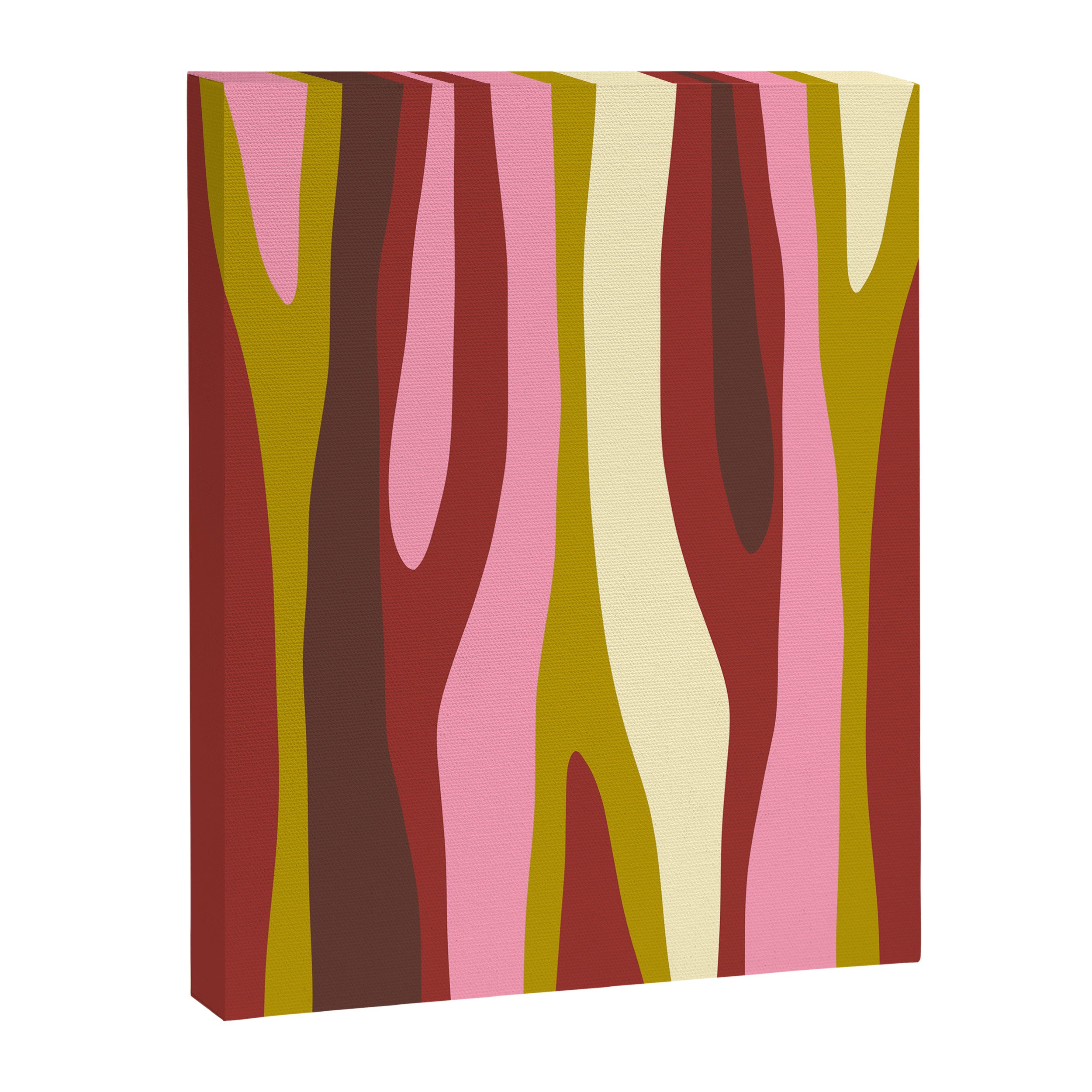Vivid Eclectic Wild Stripes Abstract Pattern Pink Brown Chartreuse Canvas Print Gallery Image 8