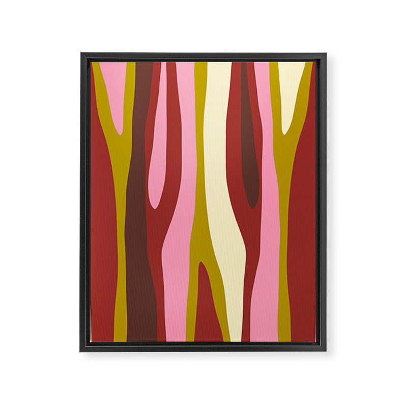 Vivid Eclectic Wild Stripes Abstract Pattern Pink Brown Chartreuse Framed Canvas Print Gallery Image 8