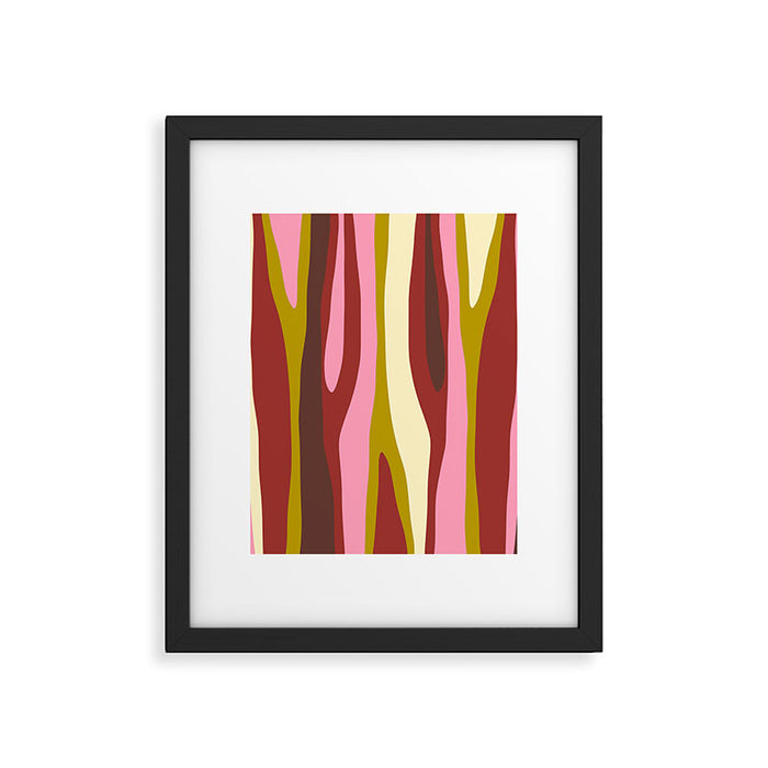 Vivid Eclectic Wild Stripes Abstract Pattern Pink Brown Chartreuse Framed Art Print Gallery Image 1