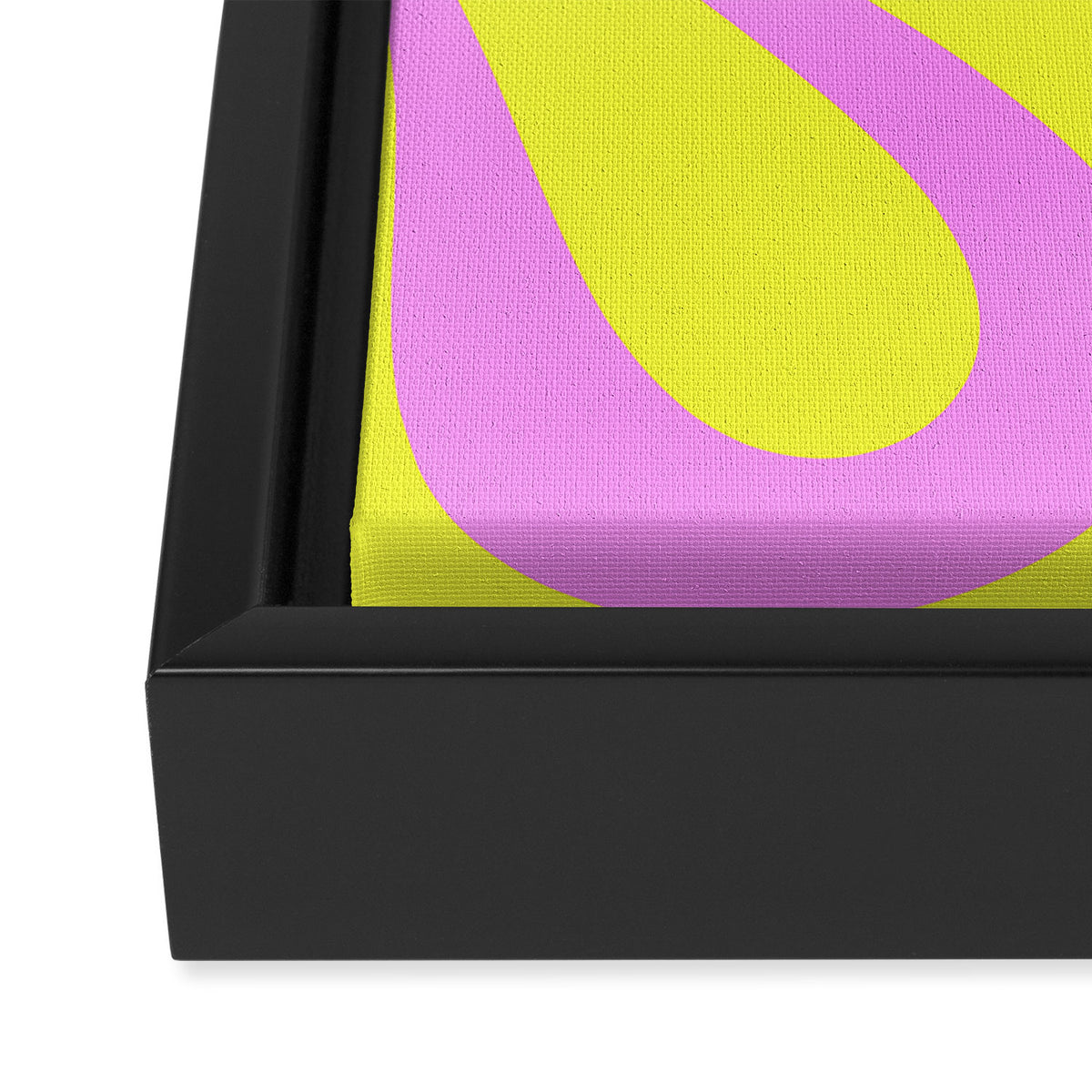 Vivid Mod Swirl Retro Abstract Pattern Neon Yellow and Pink Framed Canvas Print Gallery Image 3