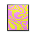 Vivid Mod Swirl Retro Abstract Pattern Neon Yellow and Pink Framed Canvas Print Gallery Image 8