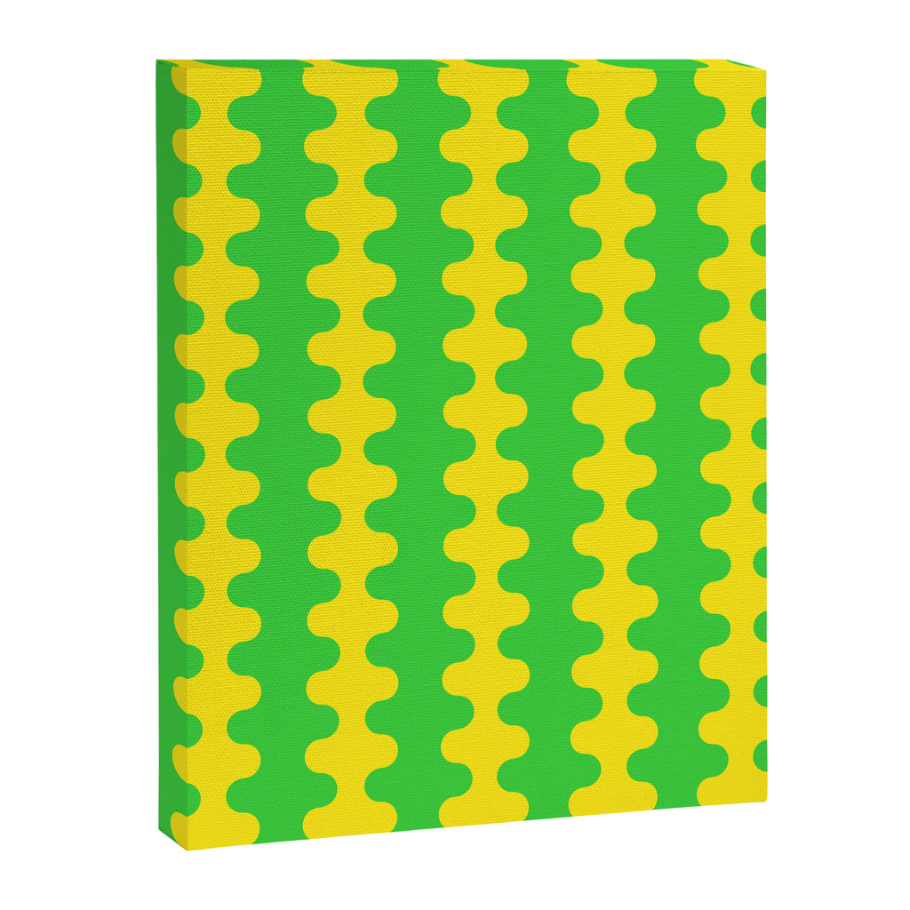 Vivid Ogee A-Go-Go Retro Pop Pattern Neon Green and Yellow Canvas Print Gallery Image 8