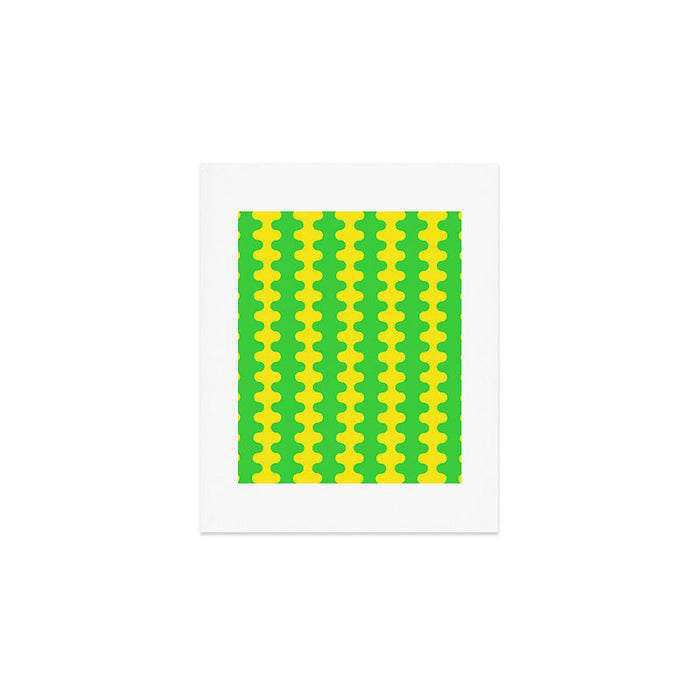 Vivid Ogee A-Go-Go Retro Pop Pattern Neon Green and Yellow Art Print Gallery Image 1