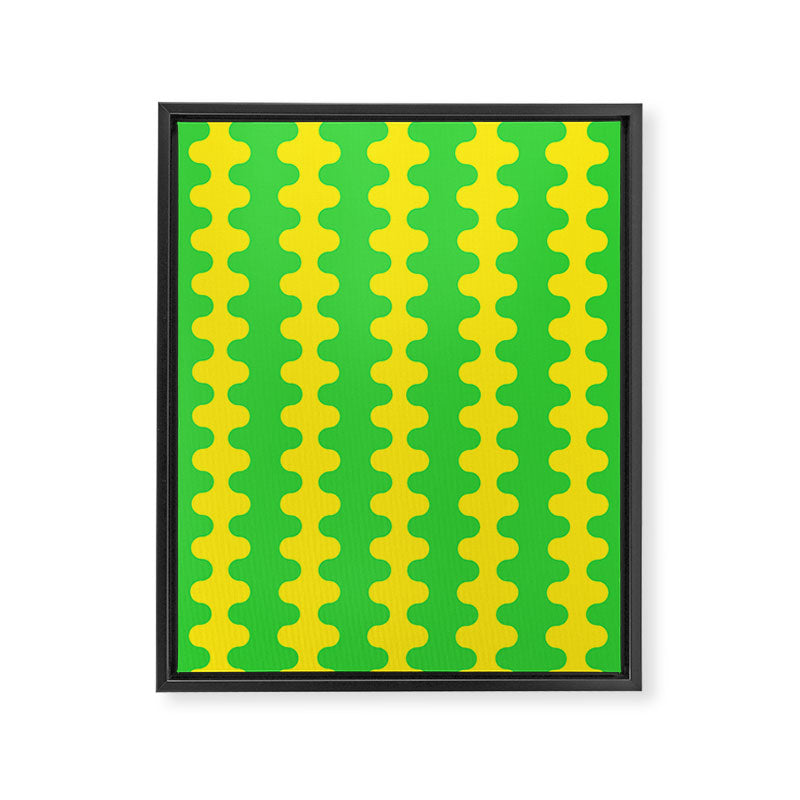 Vivid Ogee A-Go-Go Retro Pop Pattern Neon Green and Yellow Framed Canvas Print Gallery Image 8