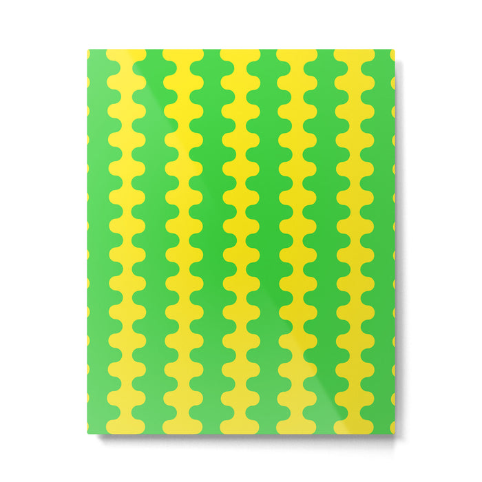 Vivid Ogee A-Go-Go Retro Pop Pattern Neon Green and Yellow Metal Print Gallery Image 1