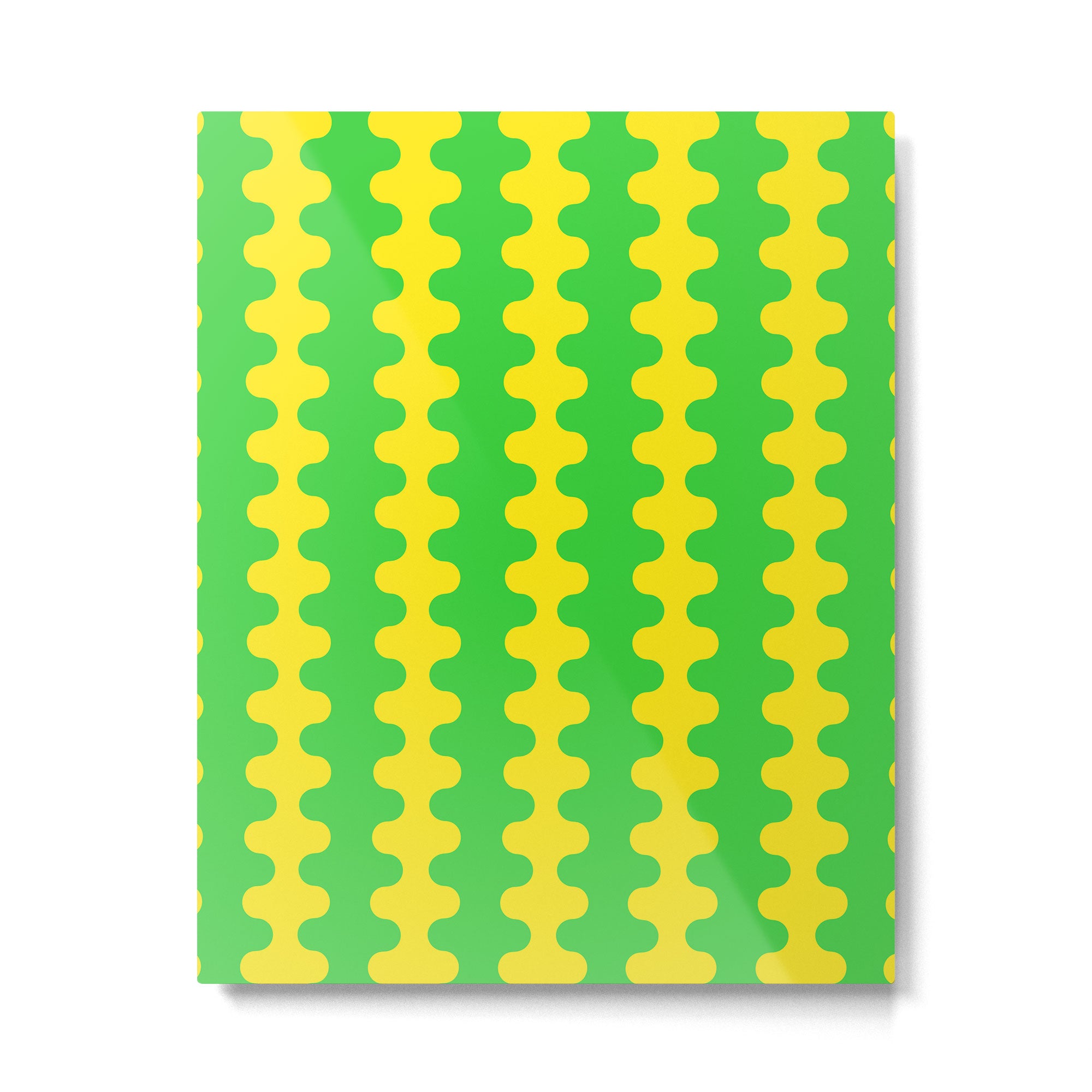 Vivid Ogee A-Go-Go Retro Pop Pattern Neon Green and Yellow Metal Print Gallery Image 6