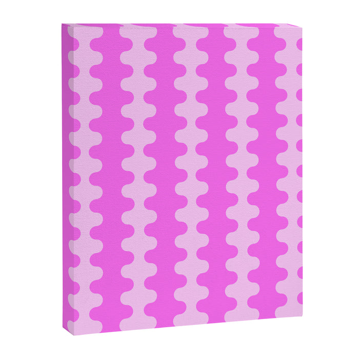 Vivid Pink Ogee A-Go-Go Retro Pop Abstract Wavy Stripe Pattern Canvas Print Gallery Image 1