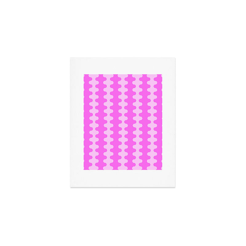 Vivid Pink Ogee A-Go-Go Retro Pop Abstract Wavy Stripe Pattern Art Print Gallery Image 1