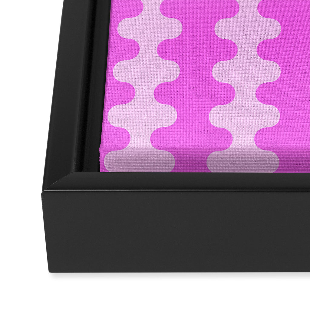 Vivid Pink Ogee A-Go-Go Retro Pop Abstract Wavy Stripe Pattern Framed Canvas Print Gallery Image 3