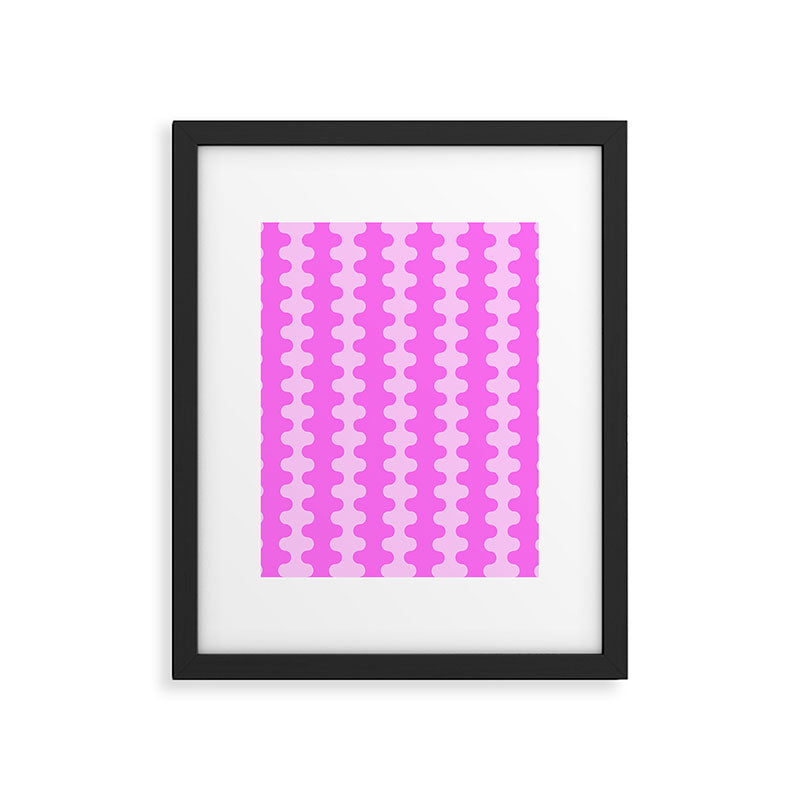 Vivid Pink Ogee A-Go-Go Retro Pop Abstract Wavy Stripe Pattern Framed Art Print Gallery Image 6