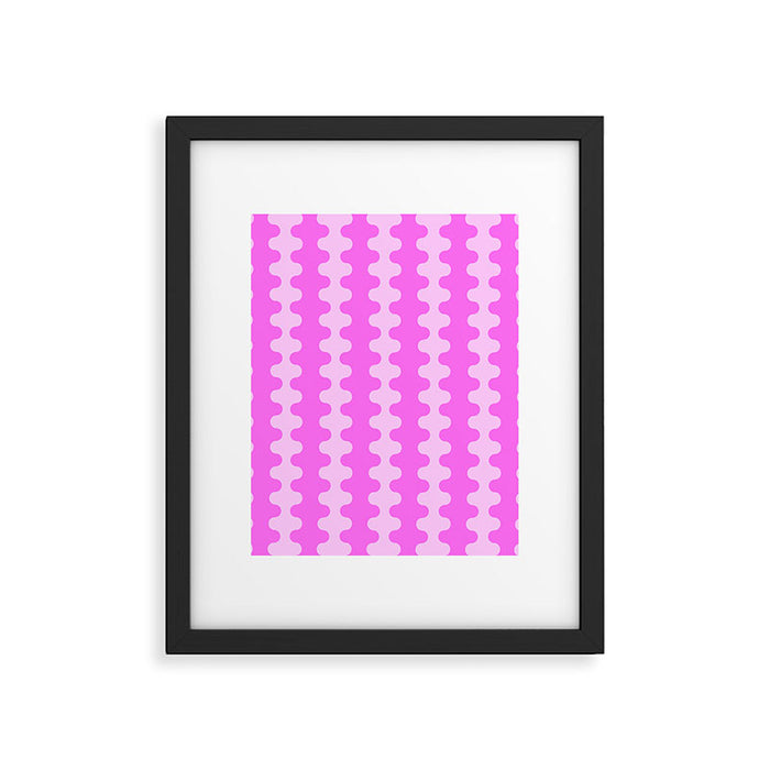 Vivid Pink Ogee A-Go-Go Retro Pop Abstract Wavy Stripe Pattern Framed Art Print Gallery Image 1