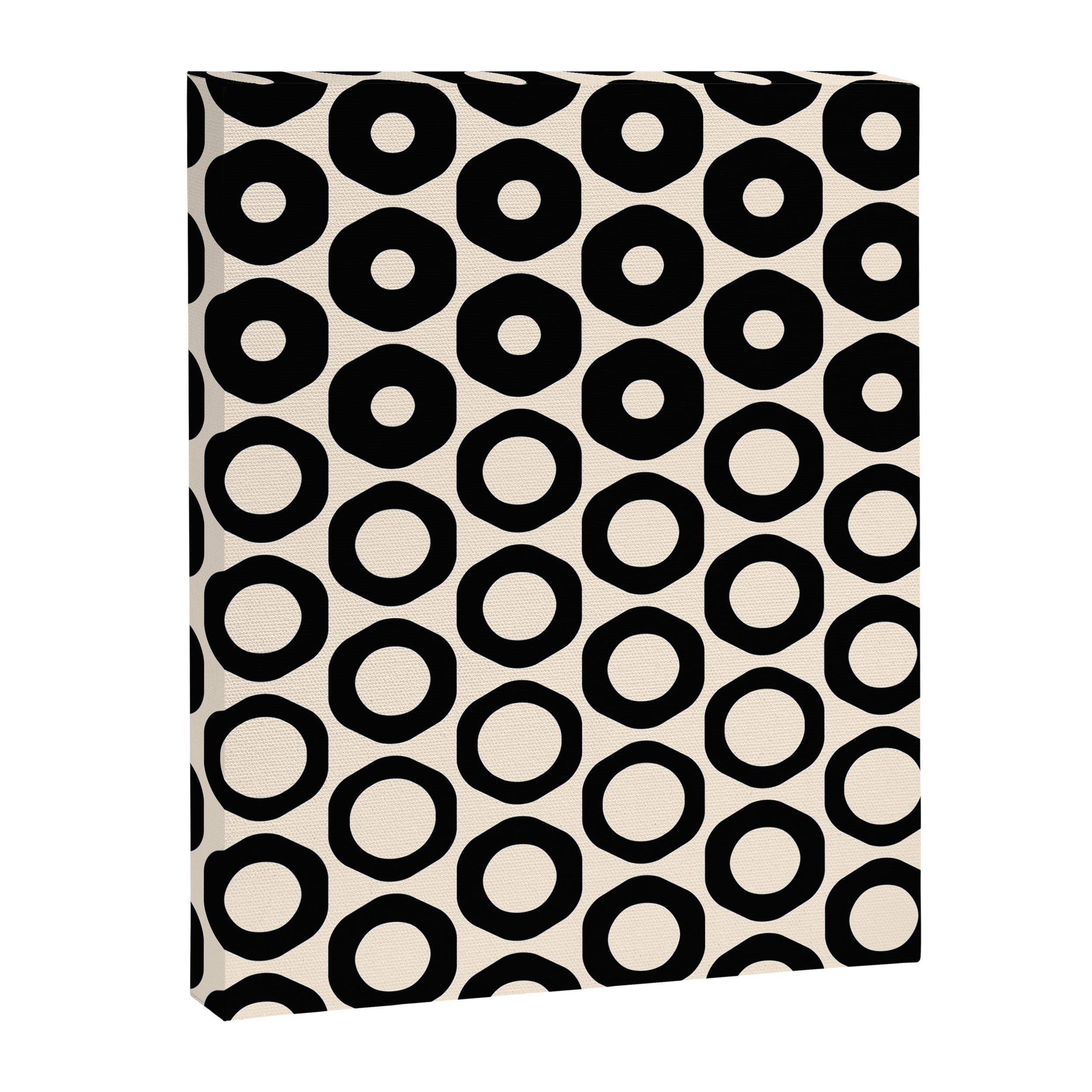 Vrittam Geometric Modern Minimalist Pattern in Black and Almond Cream Canvas Print Gallery Image 8