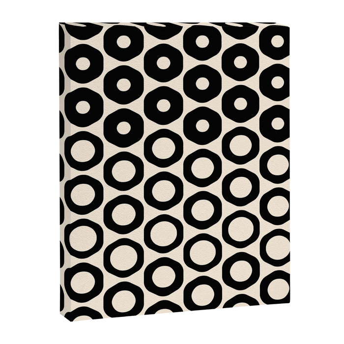 Vrittam Geometric Modern Minimalist Pattern in Black and Almond Cream Canvas Print Gallery Image 1