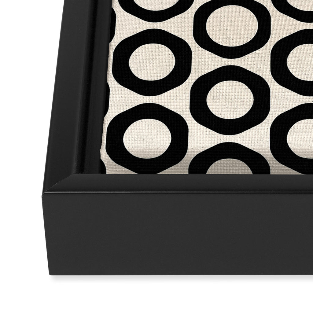 Vrittam Geometric Modern Minimalist Pattern in Black and Almond Cream Framed Canvas Print Gallery Image 3