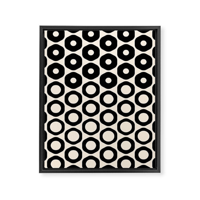 Vrittam Geometric Modern Minimalist Pattern in Black and Almond Cream Framed Canvas Print Gallery Image 8