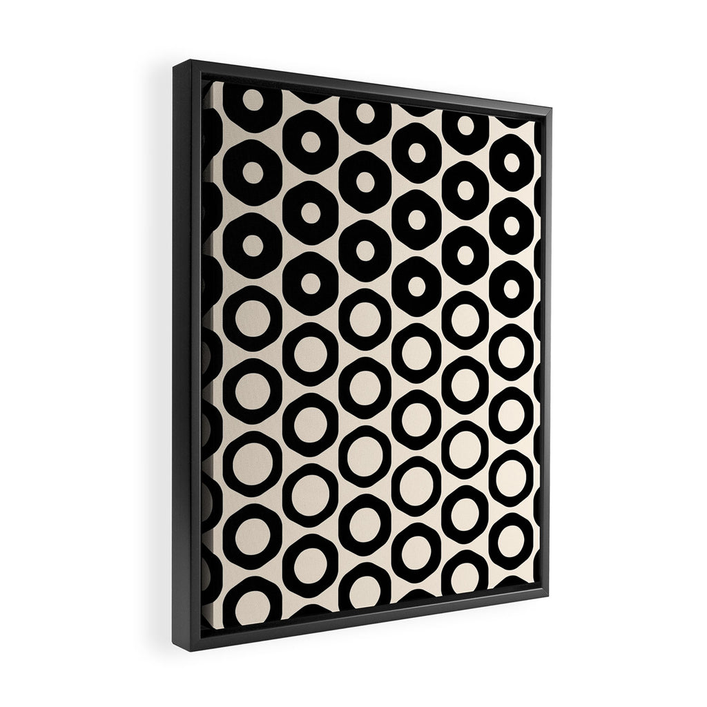 Vrittam Geometric Modern Minimalist Pattern in Black and Almond Cream Framed Canvas Print Gallery Image 2
