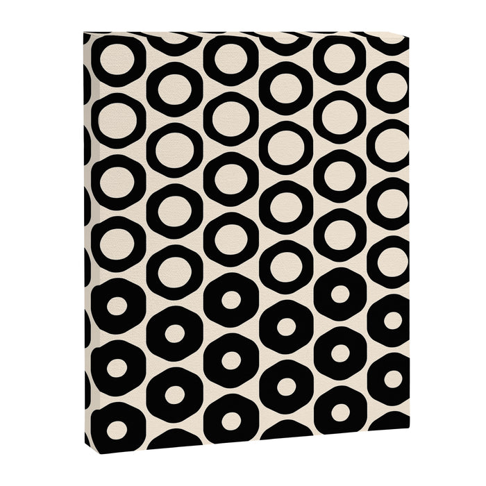 Vrittam Modern Minimalist Geometric Pattern in Black and Almond Cream Canvas Print Gallery Image 1