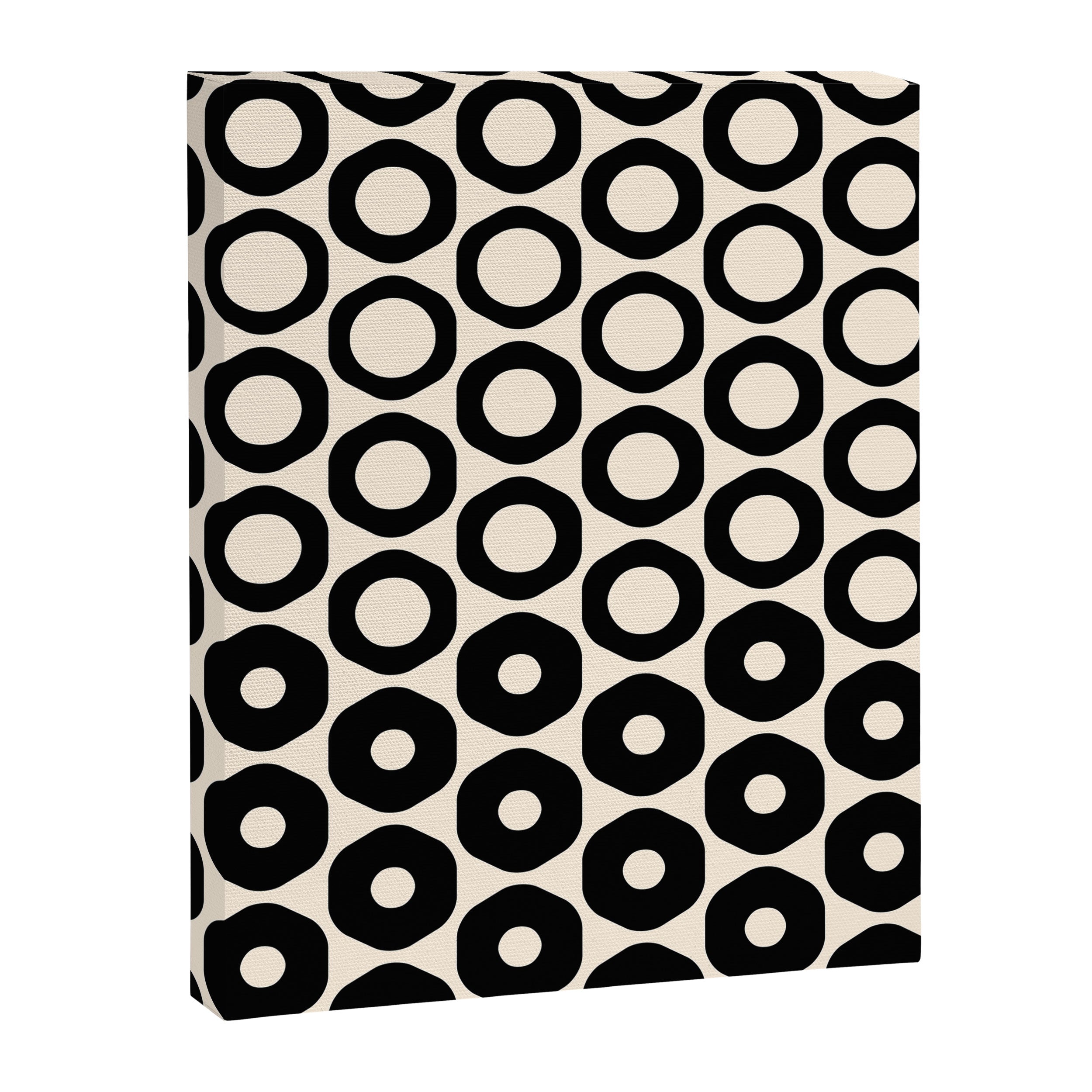 Vrittam Modern Minimalist Geometric Pattern in Black and Almond Cream Canvas Print Gallery Image 8