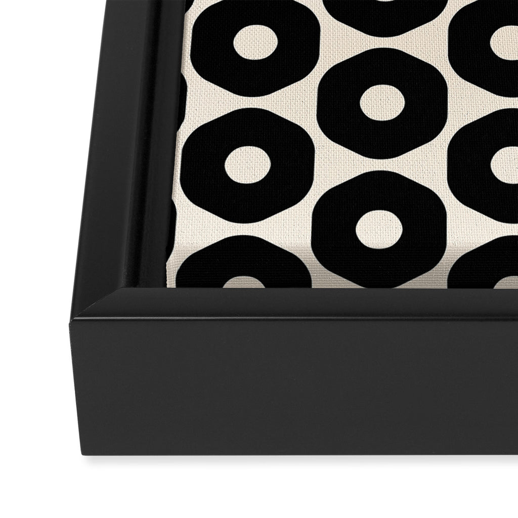 Vrittam Modern Minimalist Geometric Pattern in Black and Almond Cream Framed Canvas Print Gallery Image 3