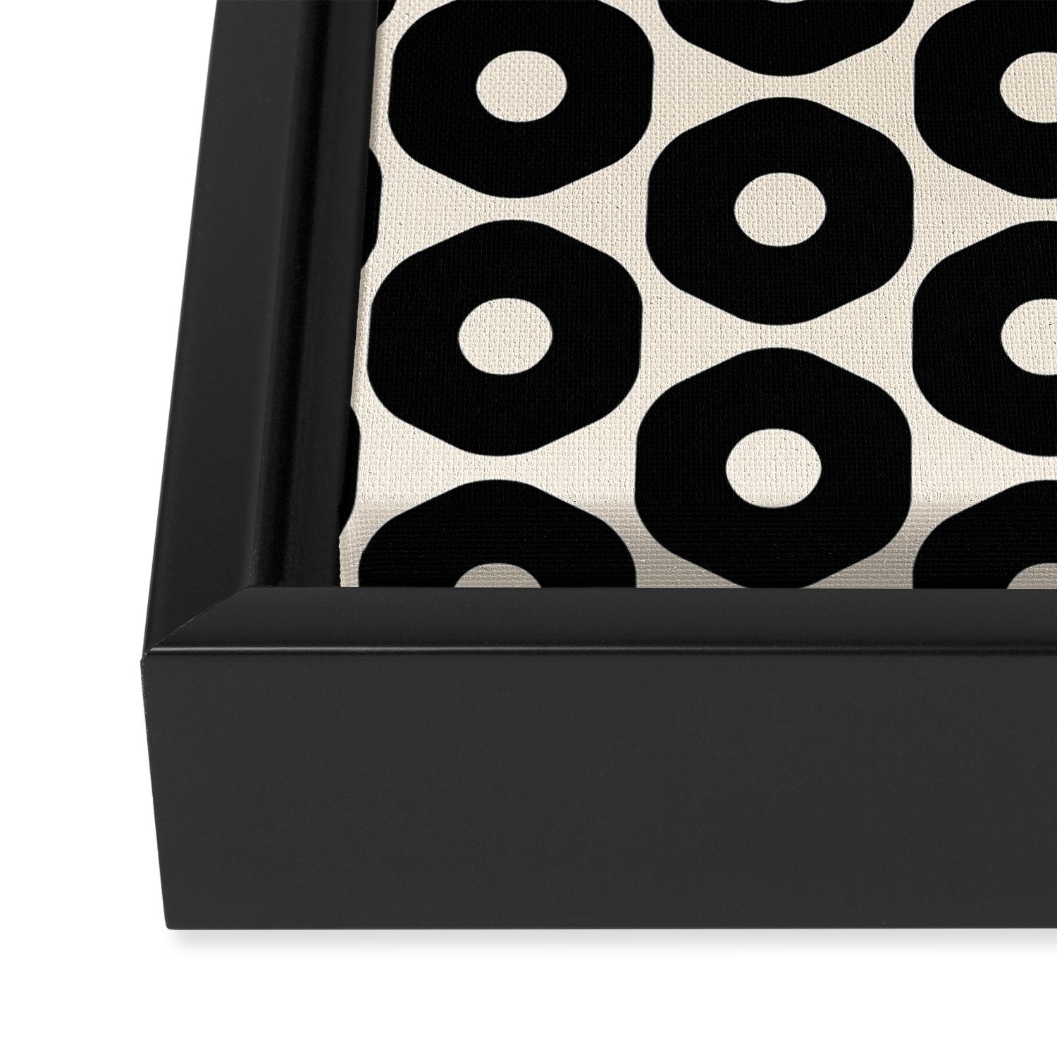Vrittam Modern Minimalist Geometric Pattern in Black and Almond Cream Framed Canvas Print Gallery Image 3