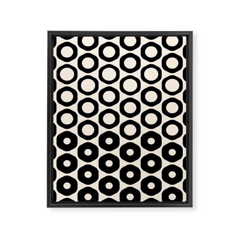 Vrittam Modern Minimalist Geometric Pattern in Black and Almond Cream Framed Canvas Print Gallery Image 8