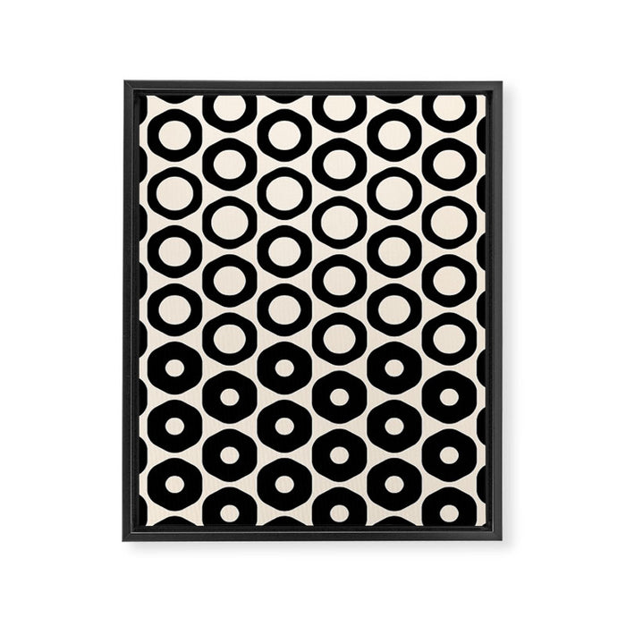 Vrittam Modern Minimalist Geometric Pattern in Black and Almond Cream Framed Canvas Print Gallery Image 1