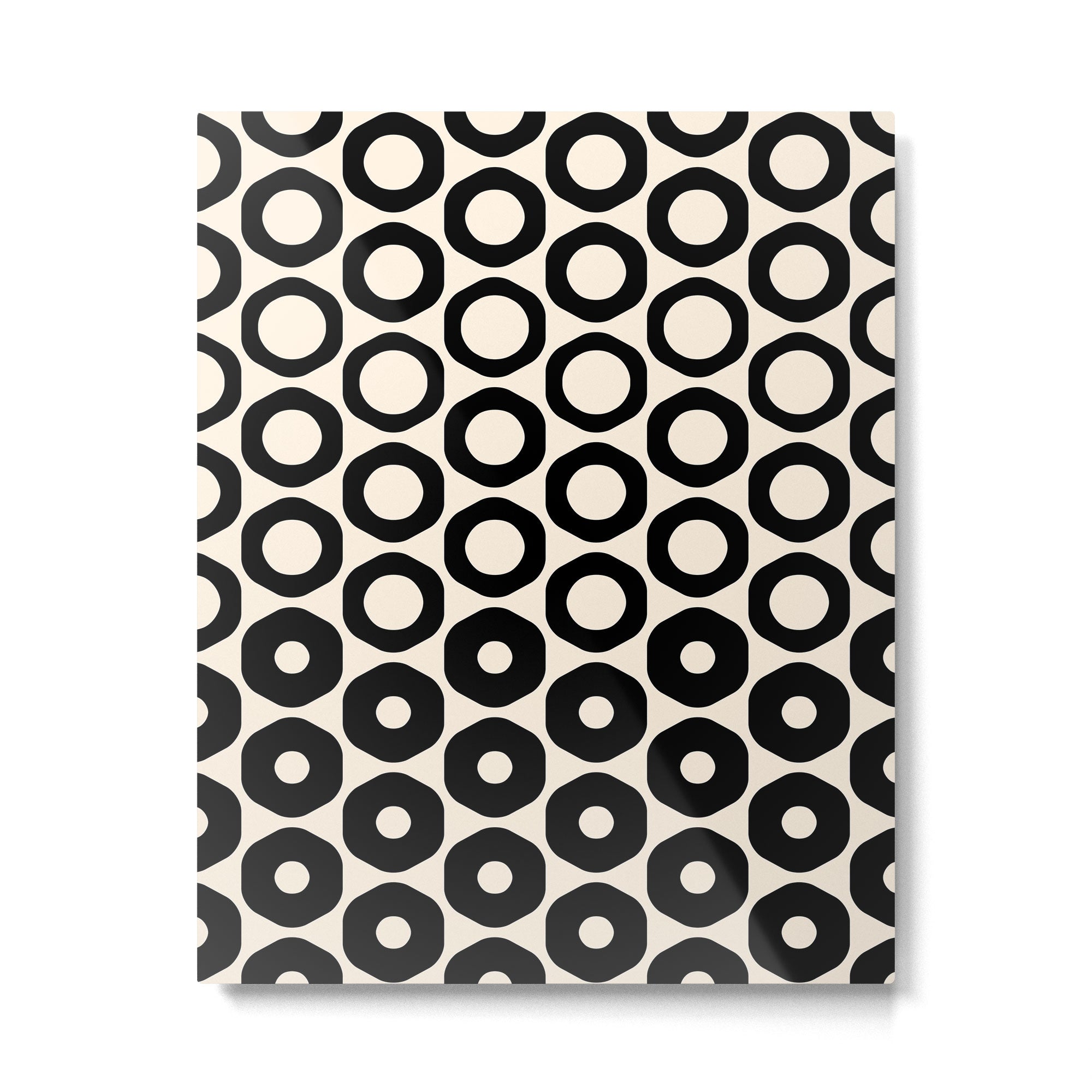 Vrittam Modern Minimalist Geometric Pattern in Black and Almond Cream Metal Print Gallery Image 6