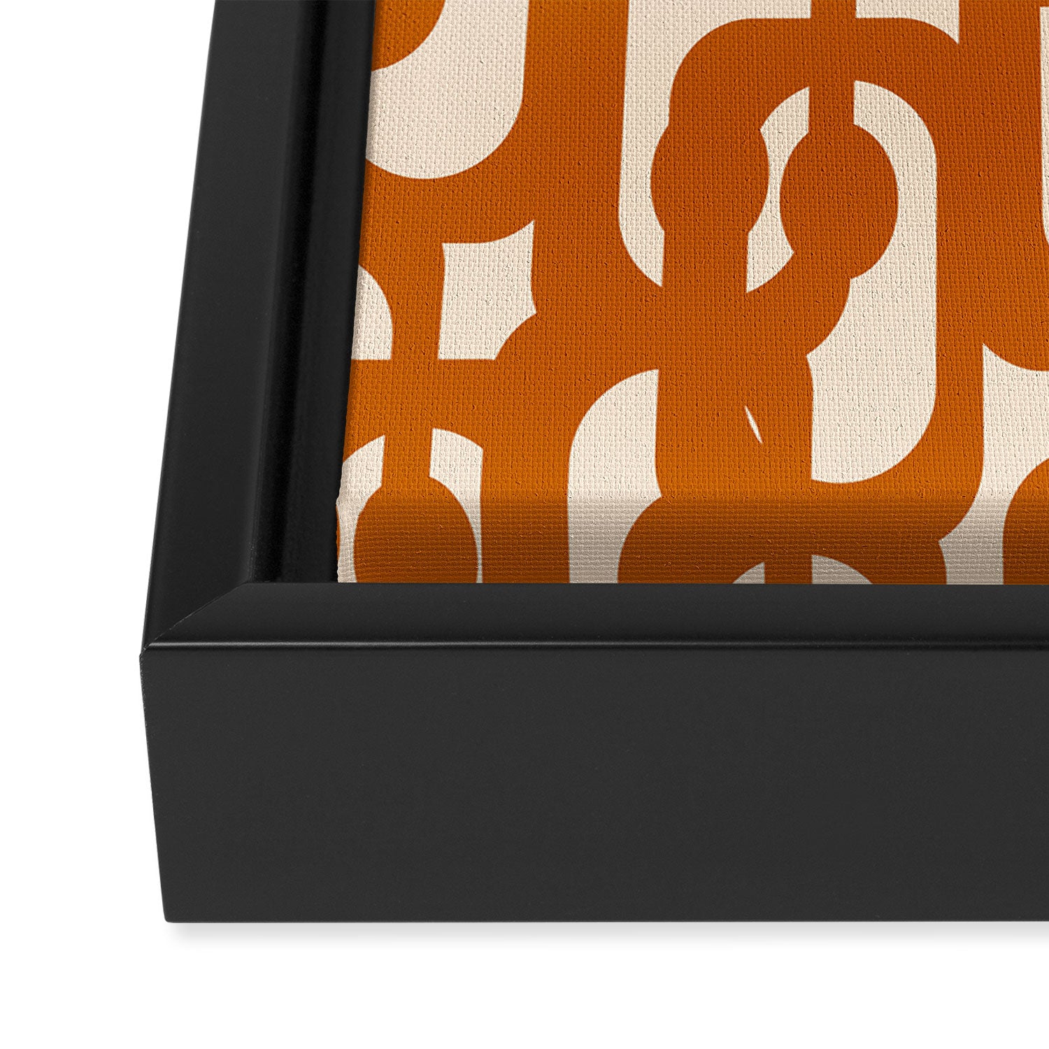 Warm Boho Mid Century Modern Loops Abstract Pattern in Cozy Rust Framed Canvas Print Gallery Image 3