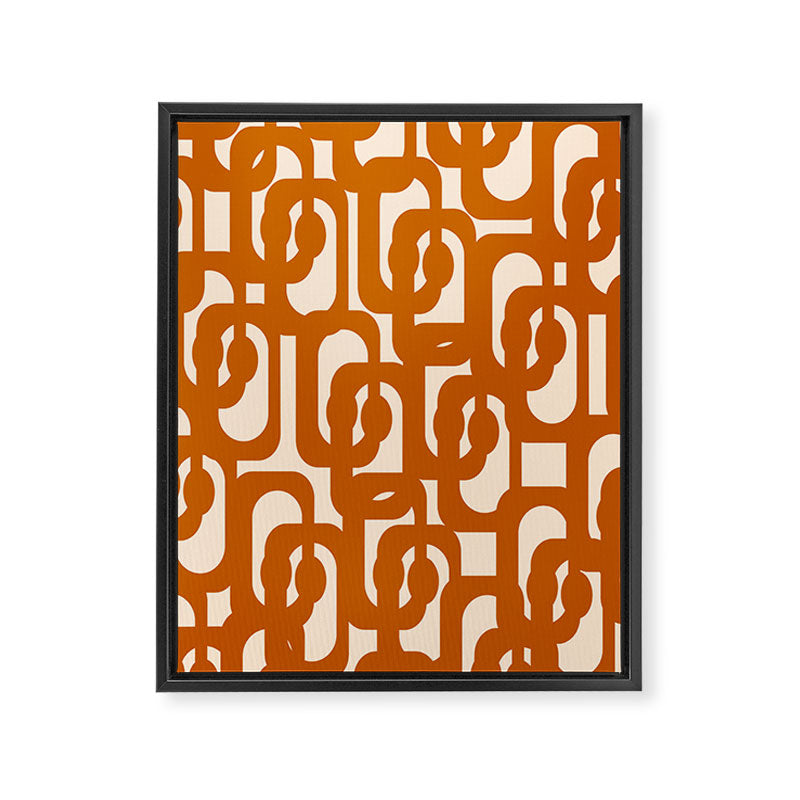 Warm Boho Mid Century Modern Loops Abstract Pattern in Cozy Rust Framed Canvas Print Gallery Image 8
