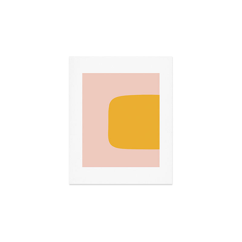 Warm Simplicity - Blush Pink and Mustard Minimalism Art Print Gallery Image 1