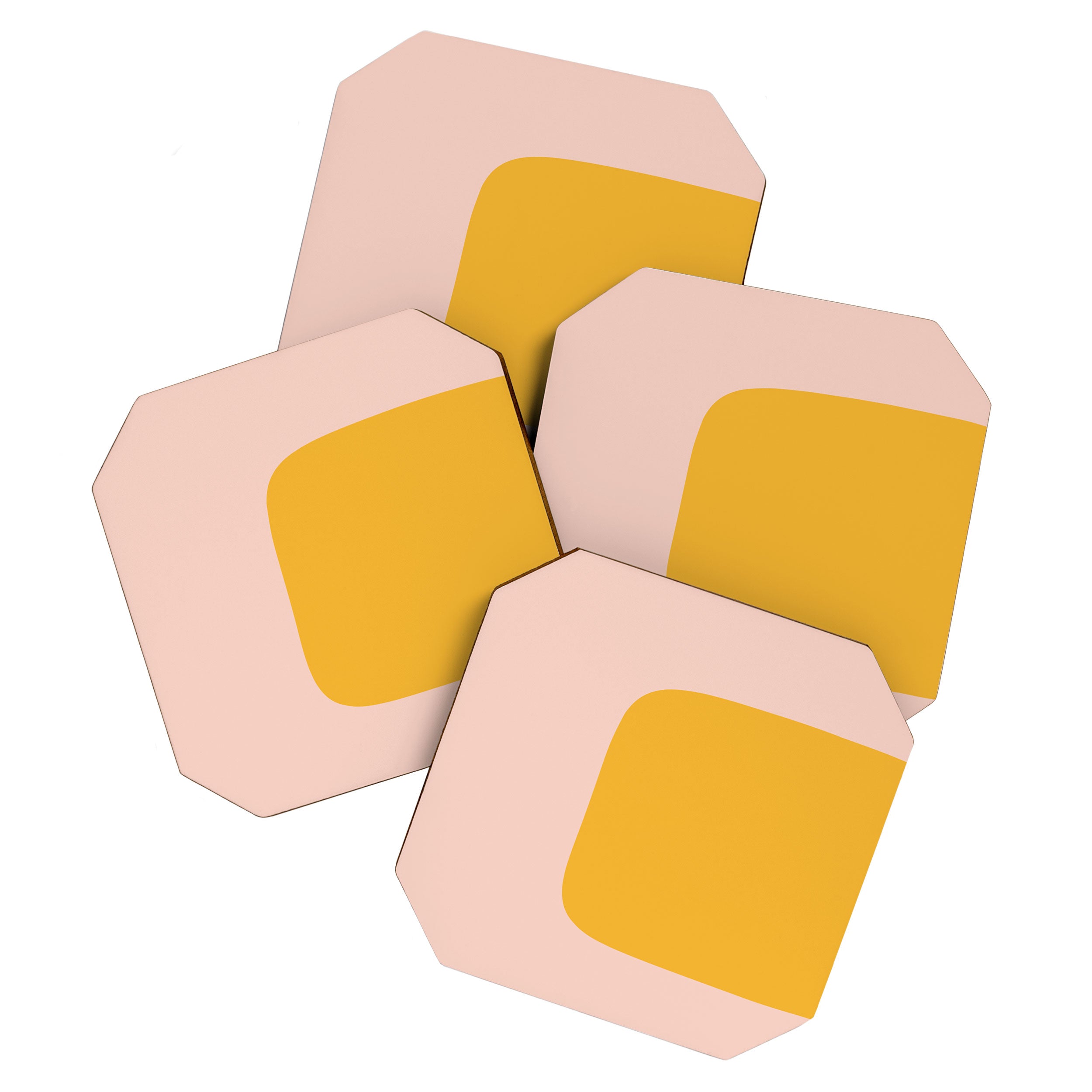 Warm Simplicity - Blush Pink and Mustard Minimalism Coaster Gallery Image 1