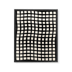 Warped Modern Minimalist Grid in Black and Almond Cream Framed Canvas Print Gallery Image 8