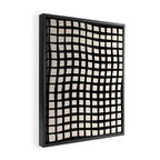 Warped Modern Minimalist Grid in Black and Almond Cream Framed Canvas Print Gallery Image 2