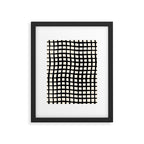 Warped Modern Minimalist Grid in Black and Almond Cream Framed Art Print Gallery Image 6
