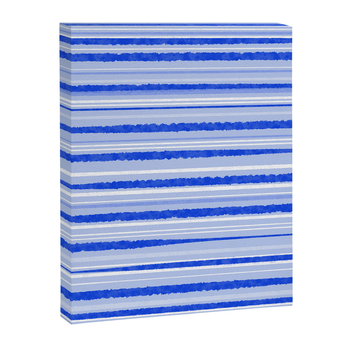 Watercolor Striped Pattern Royal Blue Light Blue White Canvas Print Gallery Image 1