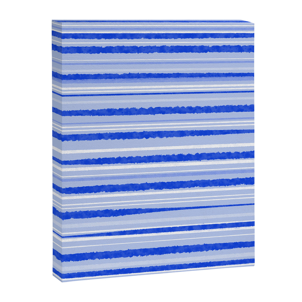 Watercolor Striped Pattern Royal Blue Light Blue White Canvas Print Gallery Image 8