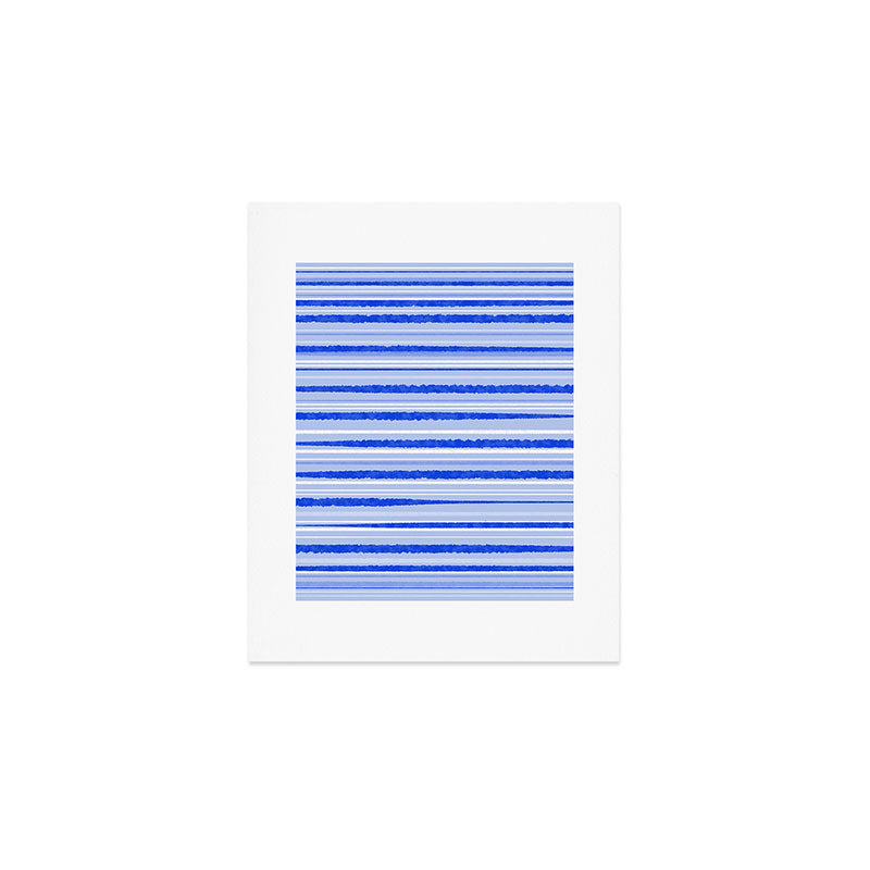 Watercolor Striped Pattern Royal Blue Light Blue White Art Print Gallery Image 1
