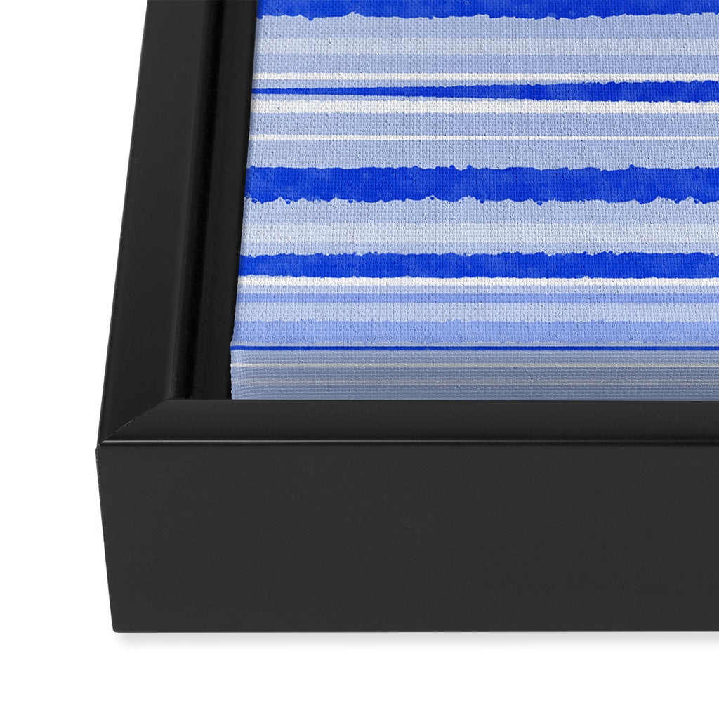 Watercolor Striped Pattern Royal Blue Light Blue White Framed Canvas Print Gallery Image 3