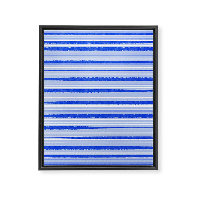 Watercolor Striped Pattern Royal Blue Light Blue White Framed Canvas Print Gallery Image 8