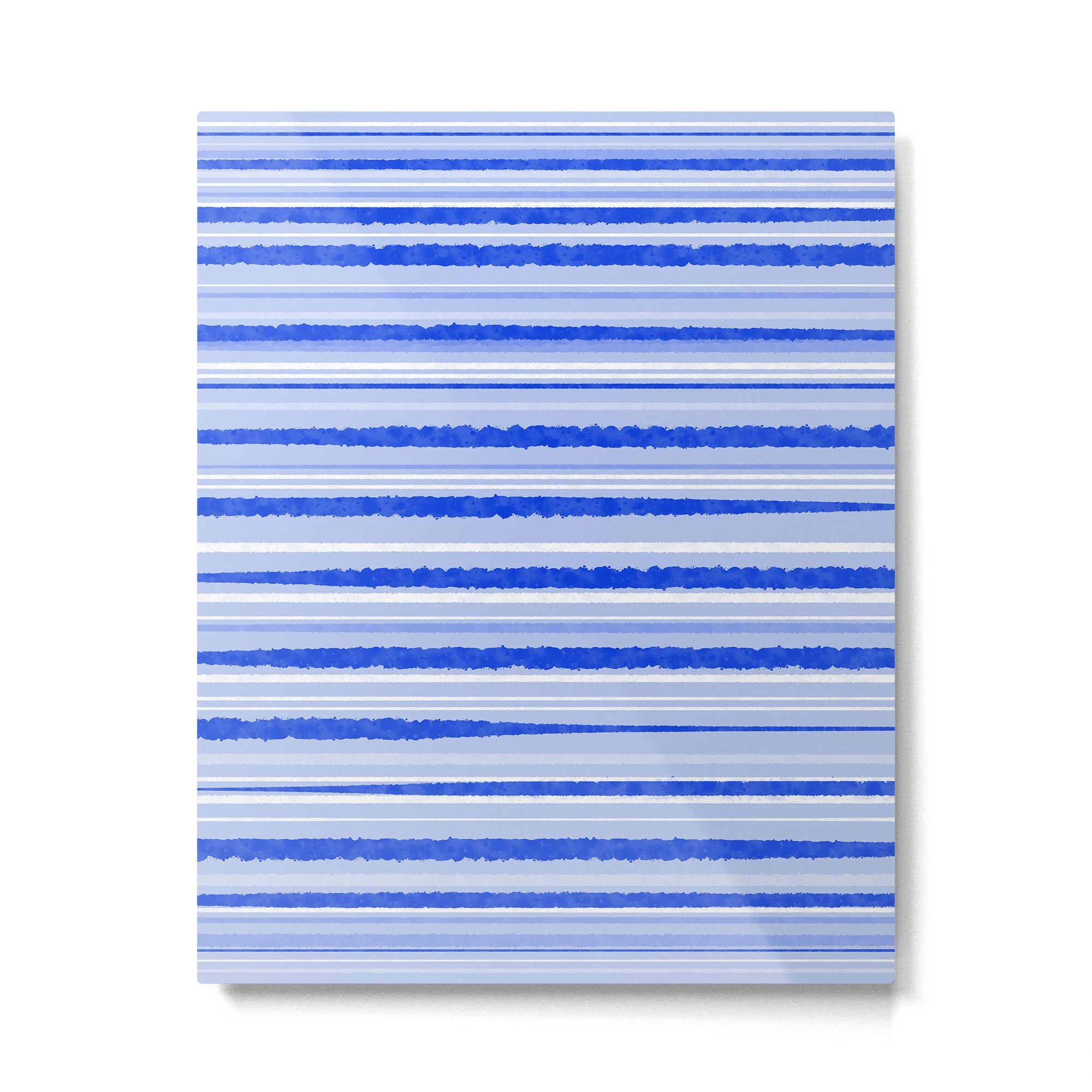 Watercolor Striped Pattern Royal Blue Light Blue White Metal Print Gallery Image 6