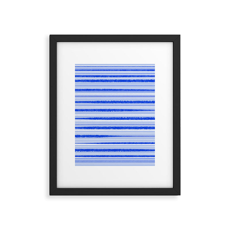 Watercolor Striped Pattern Royal Blue Light Blue White Framed Art Print Gallery Image 6
