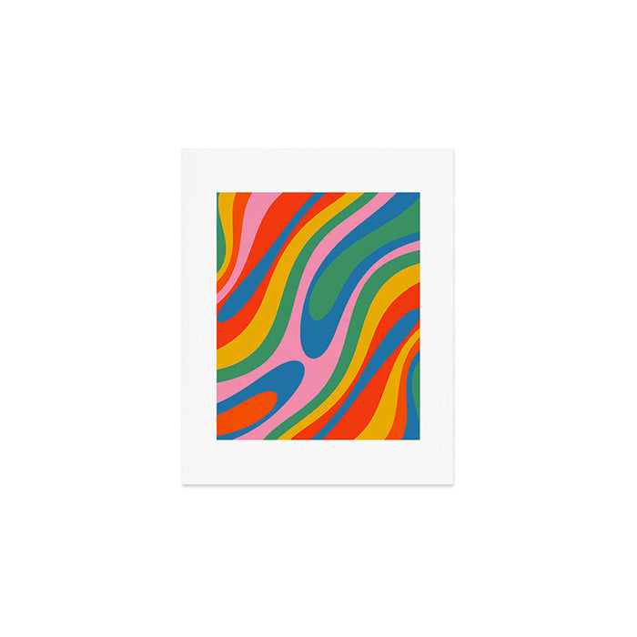 Wavy Loops Abstract Pattern in Retro Rainbow Colors Art Print Gallery Image 1