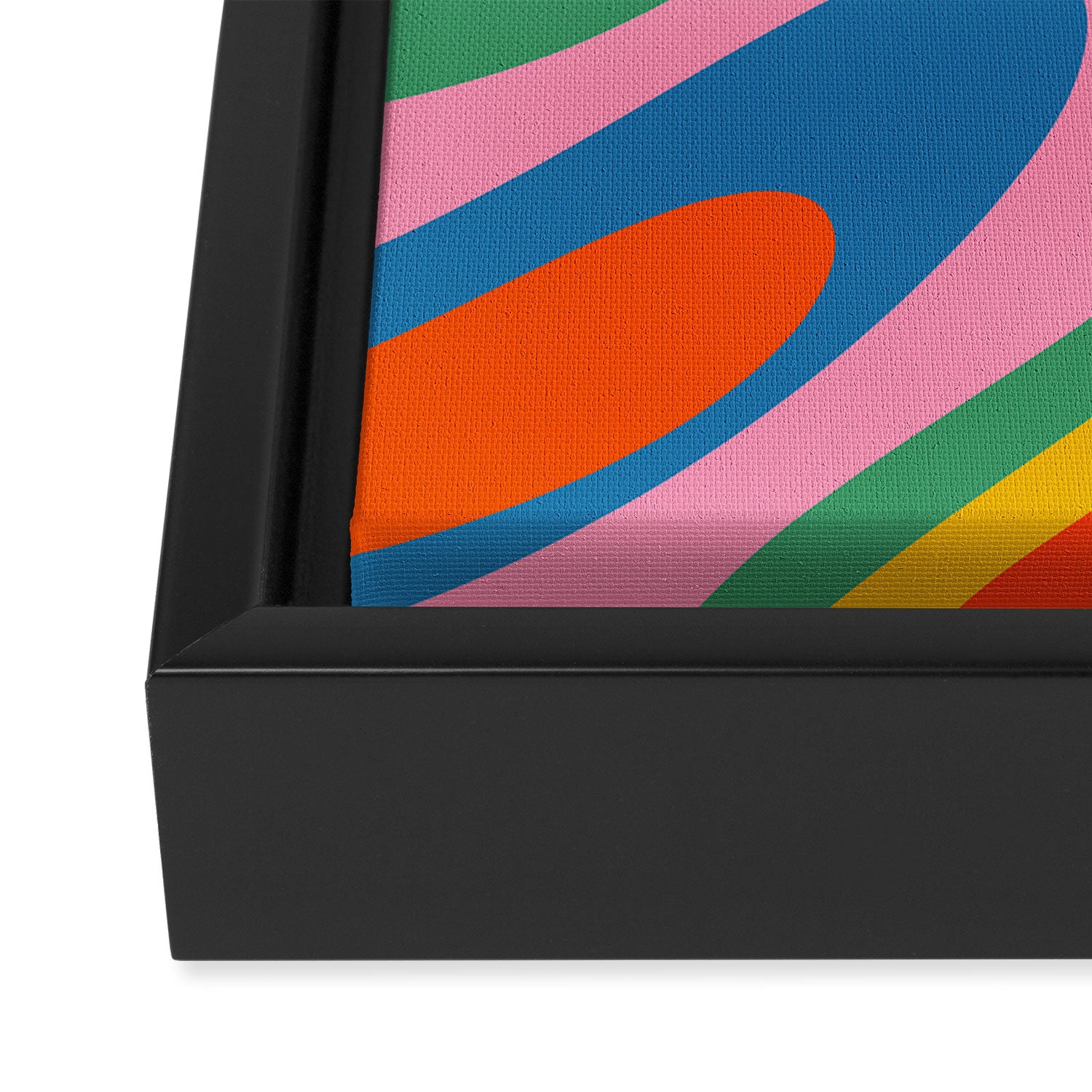 Wavy Loops Abstract Pattern in Retro Rainbow Colors Framed Canvas Print Gallery Image 3